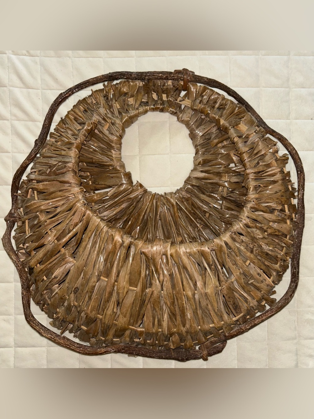 Woven boho wall hanging basket